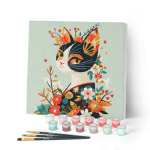 Afbeelding in Gallery-weergave laden, Mini Schilderen op Nummer met Frame - Floral Kat in Kimono