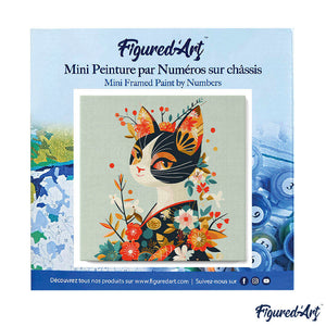 Mini Schilderen op Nummer met Frame - Floral Kat in Kimono