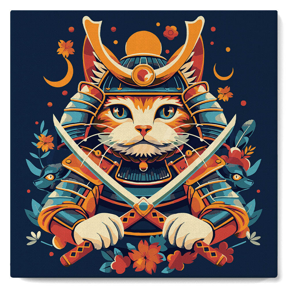 Mini Schilderen op Nummer met Frame - Samurai Kat