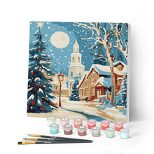 Afbeelding in Gallery-weergave laden, Mini Schilderen op Nummer met Frame - Besneeuwde kerststraat