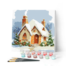 Afbeelding in Gallery-weergave laden, Mini Schilderen op Nummer met Frame - Bakstenen huis in de winter