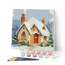 Afbeelding in Gallery-weergave laden, Mini Schilderen op Nummer met Frame - Bakstenen huis in de winter
