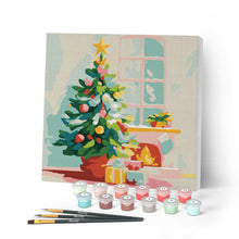 Afbeelding in Gallery-weergave laden, Mini Schilderen op Nummer met Frame - Kerstboom en open haard