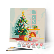 Afbeelding in Gallery-weergave laden, Mini Schilderen op Nummer met Frame - Kerstboom en open haard