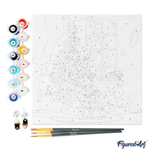 Afbeelding in Gallery-weergave laden, Mini Schilderen op Nummer met Frame - Kerstboom en open haard