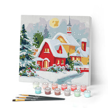Afbeelding in Gallery-weergave laden, Mini Schilderen op Nummer met Frame - Rood huis in de winter