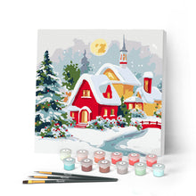 Afbeelding in Gallery-weergave laden, Mini Schilderen op Nummer met Frame - Rood huis in de winter