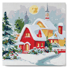 Afbeelding in Gallery-weergave laden, Mini Schilderen op Nummer met Frame - Rood huis in de winter