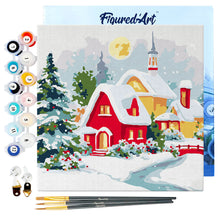 Afbeelding in Gallery-weergave laden, Mini Schilderen op Nummer met Frame - Rood huis in de winter