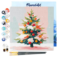 Afbeelding in Gallery-weergave laden, Mini Schilderen op Nummer met Frame - Besneeuwde kerstboom