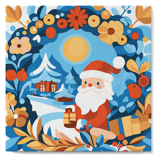 Mini Schilderen op Nummer met Frame - Krans en Kerstman