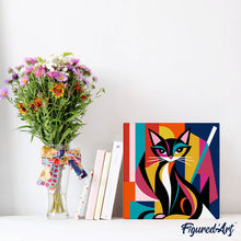 Afbeelding in Gallery-weergave laden, Mini Schilderen op Nummer met Frame - Gedurfd Abstract Kat