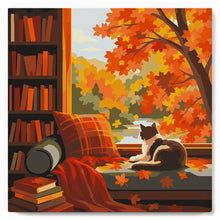 Afbeelding in Gallery-weergave laden, Mini Schilderen op Nummer met Frame - Herfstzicht van de kat