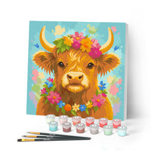 Afbeelding in Gallery-weergave laden, Mini Schilderen op Nummer met Frame - Schotse Hooglander: Tuinkoningin