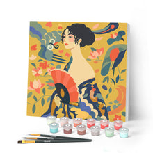 Afbeelding in Gallery-weergave laden, Mini Schilderen op Nummer met Frame - Dame met waaier - Klimt