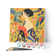 Afbeelding in Gallery-weergave laden, Mini Schilderen op Nummer met Frame - Dame met waaier - Klimt