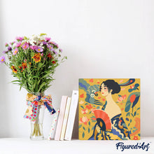 Afbeelding in Gallery-weergave laden, Mini Schilderen op Nummer met Frame - Dame met waaier - Klimt