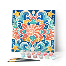 Afbeelding in Gallery-weergave laden, Mini Schilderen op Nummer met Frame - Schelpenmandala