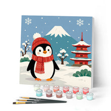 Afbeelding in Gallery-weergave laden, Mini Schilderen op Nummer met Frame - Pinguïn bij de berg Fuji