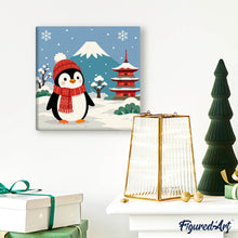 Afbeelding in Gallery-weergave laden, Mini Schilderen op Nummer met Frame - Pinguïn bij de berg Fuji