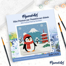 Afbeelding in Gallery-weergave laden, Mini Schilderen op Nummer met Frame - Pinguïn bij de berg Fuji