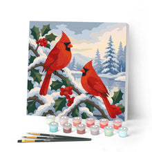 Afbeelding in Gallery-weergave laden, Mini Schilderen op Nummer met Frame - Winterkardinalen