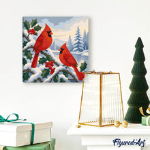 Afbeelding in Gallery-weergave laden, Mini Schilderen op Nummer met Frame - Winterkardinalen