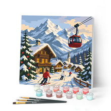 Afbeelding in Gallery-weergave laden, Mini Schilderen op Nummer met Frame - Wintervakantie in de Alpen