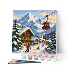 Afbeelding in Gallery-weergave laden, Mini Schilderen op Nummer met Frame - Wintervakantie in de Alpen