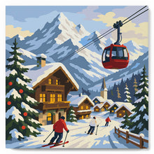 Afbeelding in Gallery-weergave laden, Mini Schilderen op Nummer met Frame - Wintervakantie in de Alpen