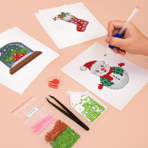 Mini Diamond Painting 15x20cm (6 stuks) - Klassiekers van Kerstmis