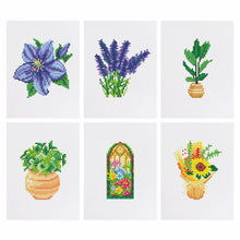 Afbeelding in Gallery-weergave laden, Mini Diamond Painting 15x20cm (6 stuks) - Bloemen en Planten in Pot