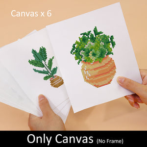 Mini Diamond Painting 15x20cm (6 stuks) - Bloemen en Potplanten