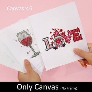 Mini Diamond Painting 15x20cm (6 stuks) - Delicate Ontwerpen