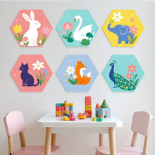 Afbeelding in Gallery-weergave laden, Mini Serie Schilderen op Nummer - Zeshoeken (6 stuks) - Dierenset voor de kinderkamer