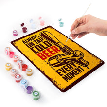 Afbeelding in Gallery-weergave laden, Schilderen op Nummer Metalen Poster - Koud Bier Geel