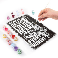 Afbeelding in Gallery-weergave laden, Schilderen op Nummer Metalen Poster - Koud Bier Zwart &amp; Wit