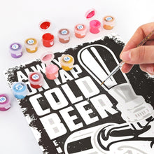 Afbeelding in Gallery-weergave laden, Schilderen op Nummer Metalen Poster - Koud Bier Zwart &amp; Wit