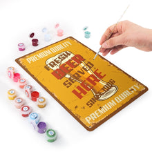 Afbeelding in Gallery-weergave laden, Schilderen op Nummer Metalen Poster - Vers Bier Hier Geserveerd