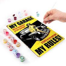 Afbeelding in Gallery-weergave laden, Schilderen op Nummer Metalen Poster - Mijn Garage, Mijn Regels