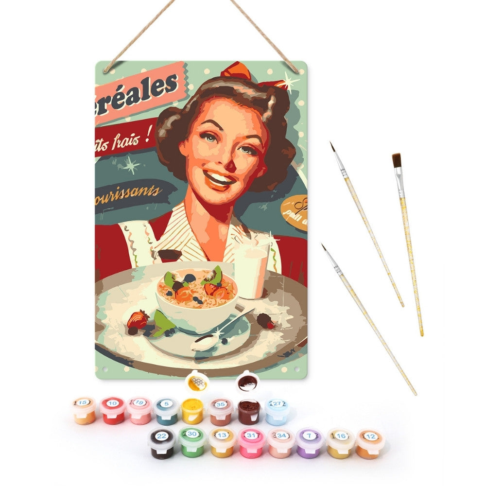 Schilderen op Nummer Metalen Poster - Vintage Ontbijtgranen Advertentie Figured'Art