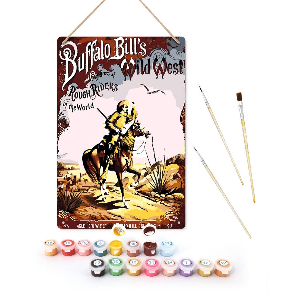 Schilderen op Nummer Metalen Poster - Buffalo Bills Wilde Westen Figured'Art