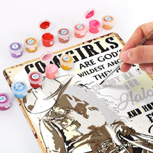 Afbeelding in Gallery-weergave laden, Schilderen op Nummer Metalen Poster - Cowgirls