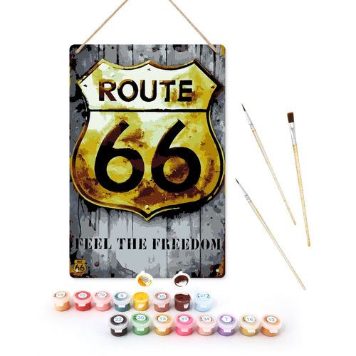 Schilderen op Nummer Metalen Poster - Route 66 Figured'Art