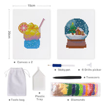 Afbeelding in Gallery-weergave laden, Mini Diamond Painting 15x20cm (2 stuks) - Zomer Smoothie en Winter Sneeuwbol