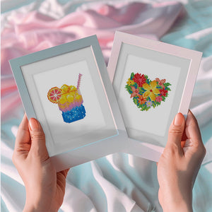 Mini Diamond Painting 15x20cm (2 stuks) - Zomer Smoothie en Winter Sneeuwbol