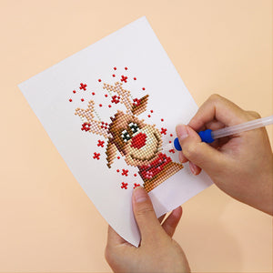 Mini Diamond Painting 15x20cm (2 stuks) - Kerstsok en Rendier