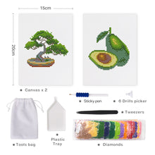 Afbeelding in Gallery-weergave laden, Mini Diamond Painting 15x20cm (2 stuks) - Bonsai en Avocado