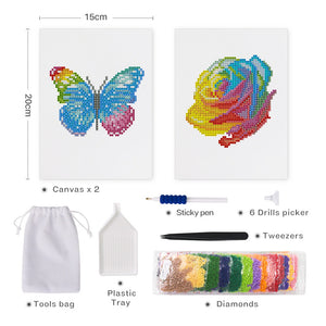 Mini Diamond Painting 15x20cm (2 stuks) - Kerstcadeaus en Gekleurde Silhouet