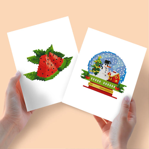 Mini Diamond Painting 15x20cm (2 stuks) - Zomer en Winter